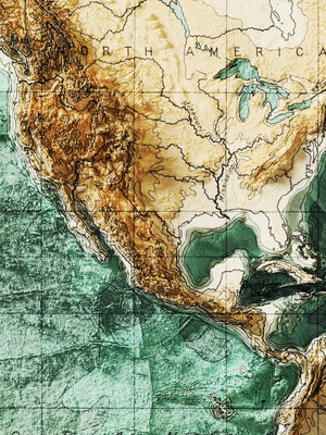 1922 World Topographic Survey Map | Antique Style Wall Art