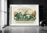 1922 World Topographic Survey Map | Antique Style Wall Art
