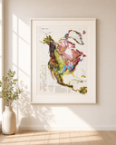 1965 North America Vintage Geological Map | Antique Style Wall Art