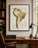 1950 South America Vintage Geological Map | Antique Style Wall Art