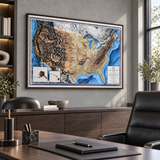 3D USA Map - A True Raised Relief Map - Made in USA