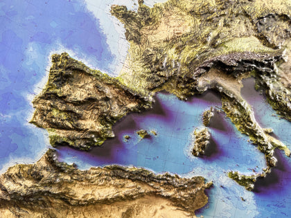 3D Europe Map - A True Raised Relief Map