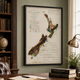 1873 New Zealand Vintage Geological Map | Antique Style Wall Art