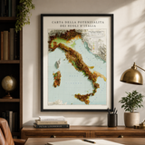 1966 Italy Vintage Geological Map | Antique Style Wall Art