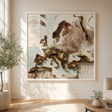 1962 Europe Vintage Geological Map | Antique Style Wall Art