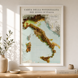 1966 Italy Vintage Geological Map | Antique Style Wall Art