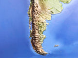 3D South America Map - A True Raised Relief Map