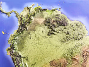 3D South America Map - A True Raised Relief Map
