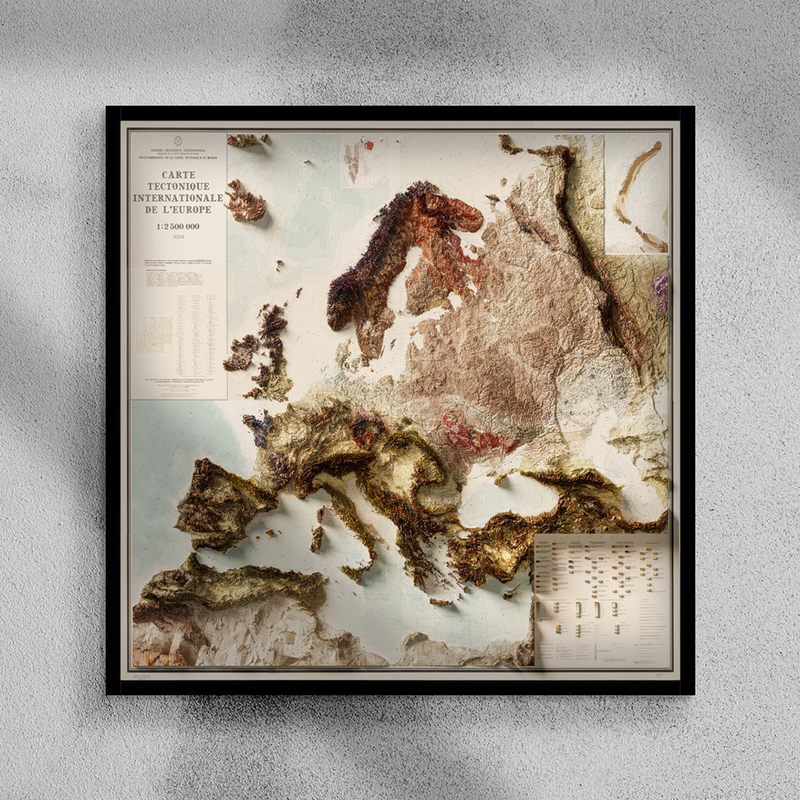 1962 Europe Vintage Geological Map | Antique Style Wall Art
