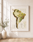1950 South America Vintage Geological Map | Antique Style Wall Art