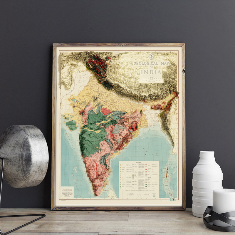 1907 India Vintage Geological Map | Antique Style Wall Art