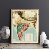 1907 India Vintage Geological Map | Antique Style Wall Art