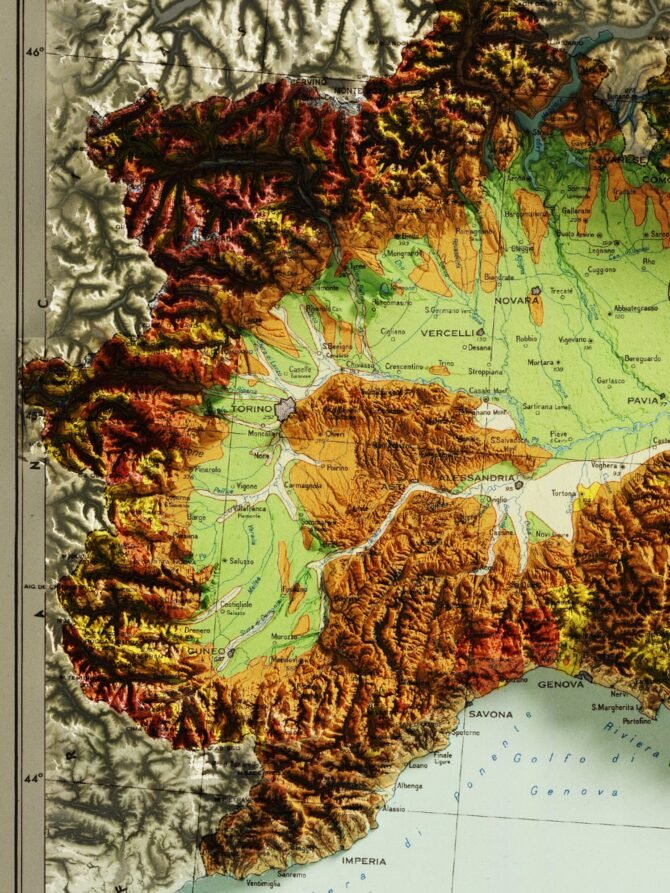 2D Italy Elevation Map | 1966 Vintage Topographic Reproduction - Image 3
