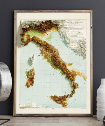 2D Italy Elevation Map | 1966 Vintage Topographic Reproduction