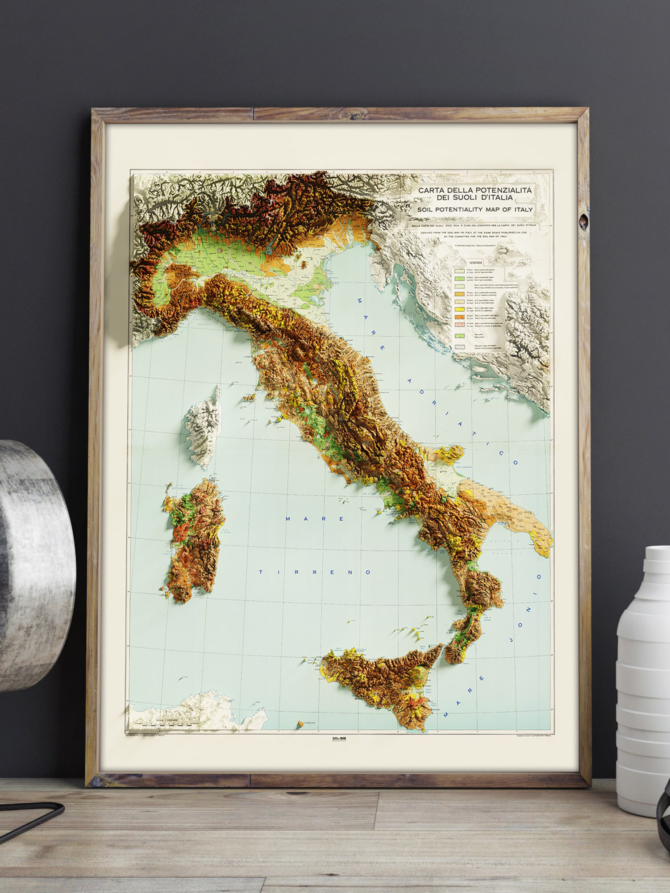 2D Italy Elevation Map | 1966 Vintage Topographic Reproduction