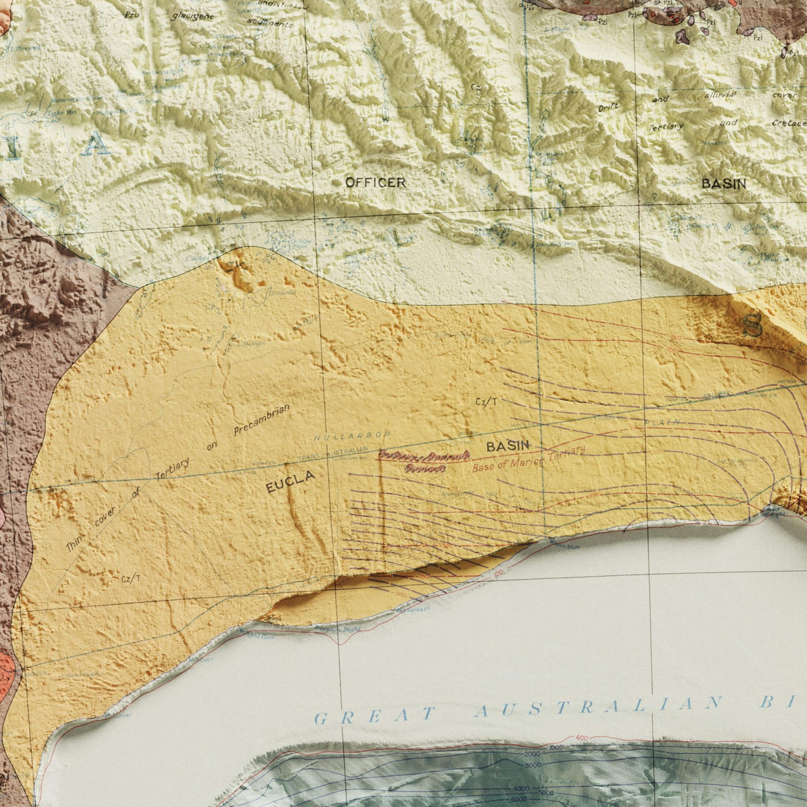 2D Australia Elevation Map | 1960 Vintage Topographic Reproduction - Image 4