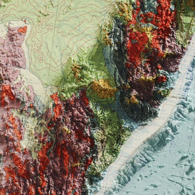 2D Australia Elevation Map | 1960 Vintage Topographic Reproduction - Image 3