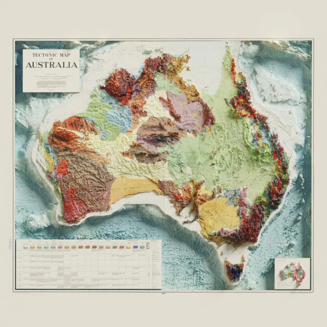 2D Australia Elevation Map | 1960 Vintage Topographic Reproduction - Image 2