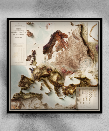 2D Europe Elevation Map | 1856 Vintage Topographic Reproduction