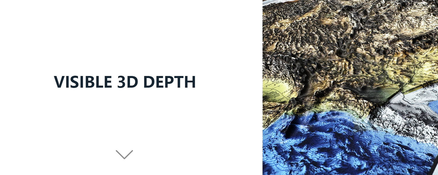 Close-up view showing the 3D terrain depth of the USA relief map