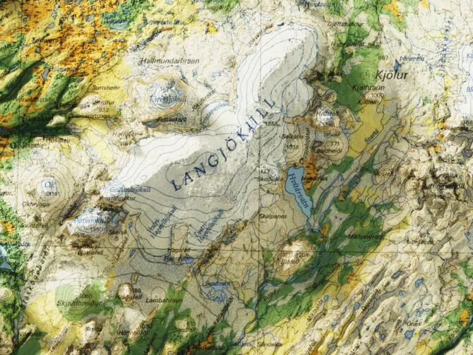 2D Iceland Elevation Map | 1998 Vintage Topographic Reproduction - Image 3