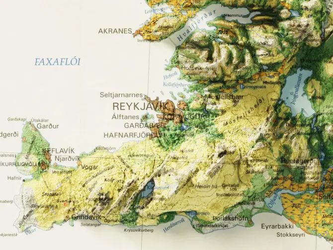 2D Iceland Elevation Map | 1998 Vintage Topographic Reproduction - Image 4