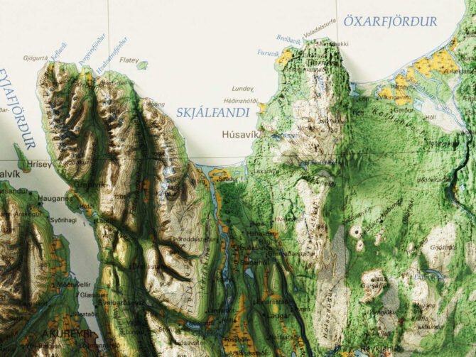 2D Iceland Elevation Map | 1998 Vintage Topographic Reproduction - Image 6