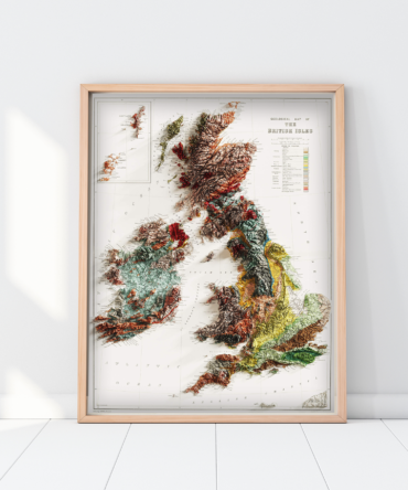 2D United Kingdom Elevation Map | 1904 Vintage Topographic Reproduction