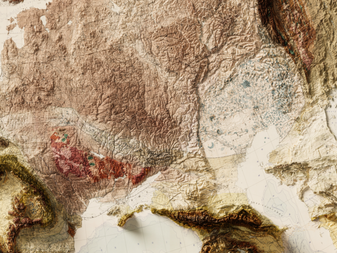 2D Europe Elevation Map | 1856 Vintage Topographic Reproduction - Image 3