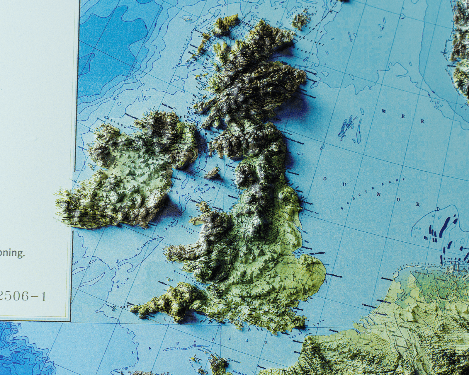3D Europe Relief Map Detail – Coastline Texture Close-Up