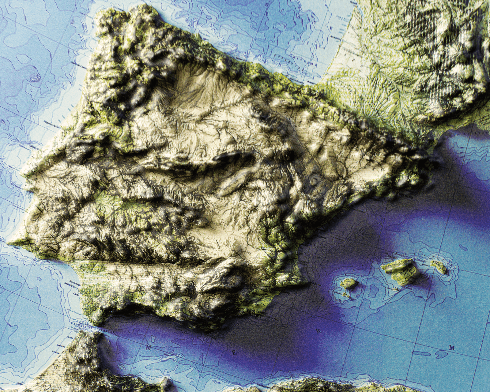 3D Europe Raised Relief Map – Surface Texture Detail