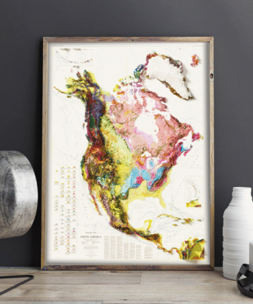2D North America Elevation Map | 1911 Vintage Topographic Reproduction